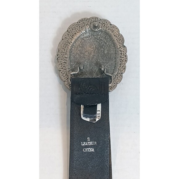 Vintage Express S Leather Black Belt With Beautiful Buckle